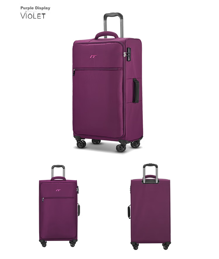 INTERNATIONAL TRAVELLER British IT Suitcase Check-In Luggage, Spinner Wheels, Ultra-Light Suitcase, 24-Inch Soft Fabric Case, 1191 Blue 17