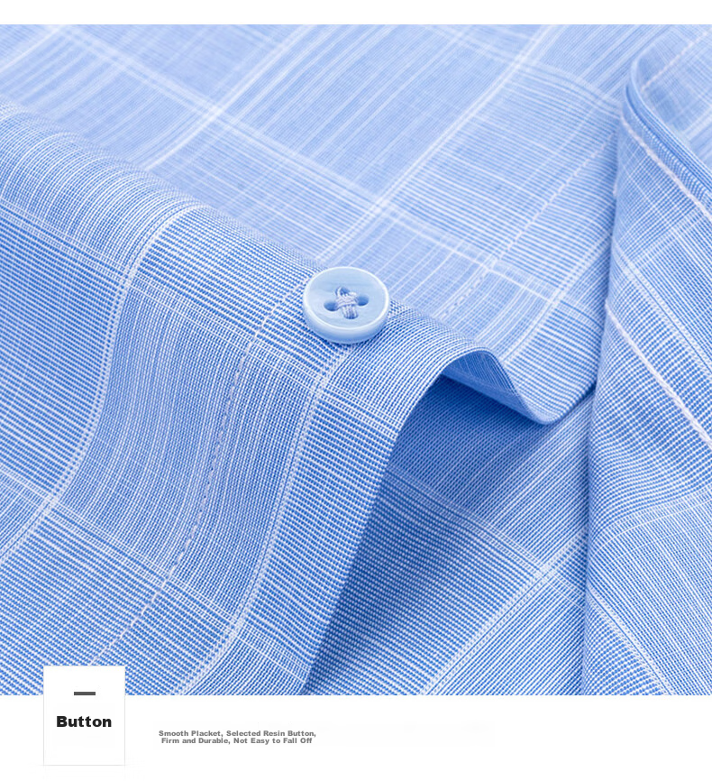 FIRS Short-Sleeve Plaid Shirt for Men, Casual Business Formal Wear for Middle-Aged Men, 2004 Blue Short-Sleeve, Size 38 13