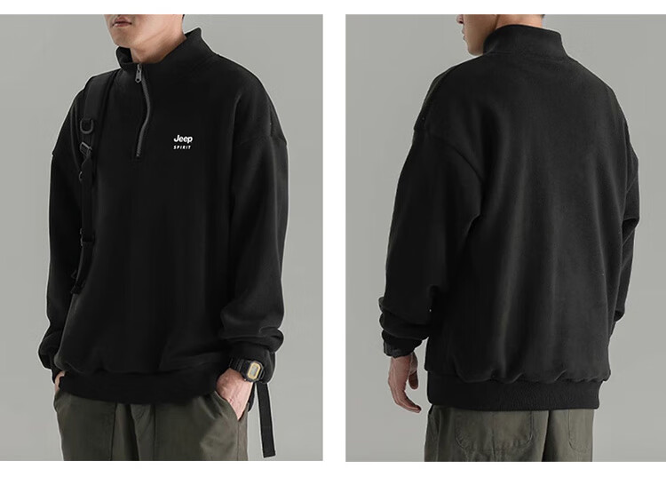 JEEP SPIRIT Men's Autumn Winter Sweatshirt Long Sleeve T-Shirt Loose Casual Fleece Trendy Base Shirt 8
