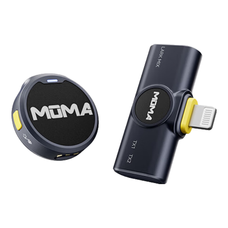 MOMA LARK MIX Live Streaming Microphone, Wireless Lavalier Mic, Professional Host Microphone, Noise-Cancelling Mammoth Button Microphone, Interview Recording Receiver