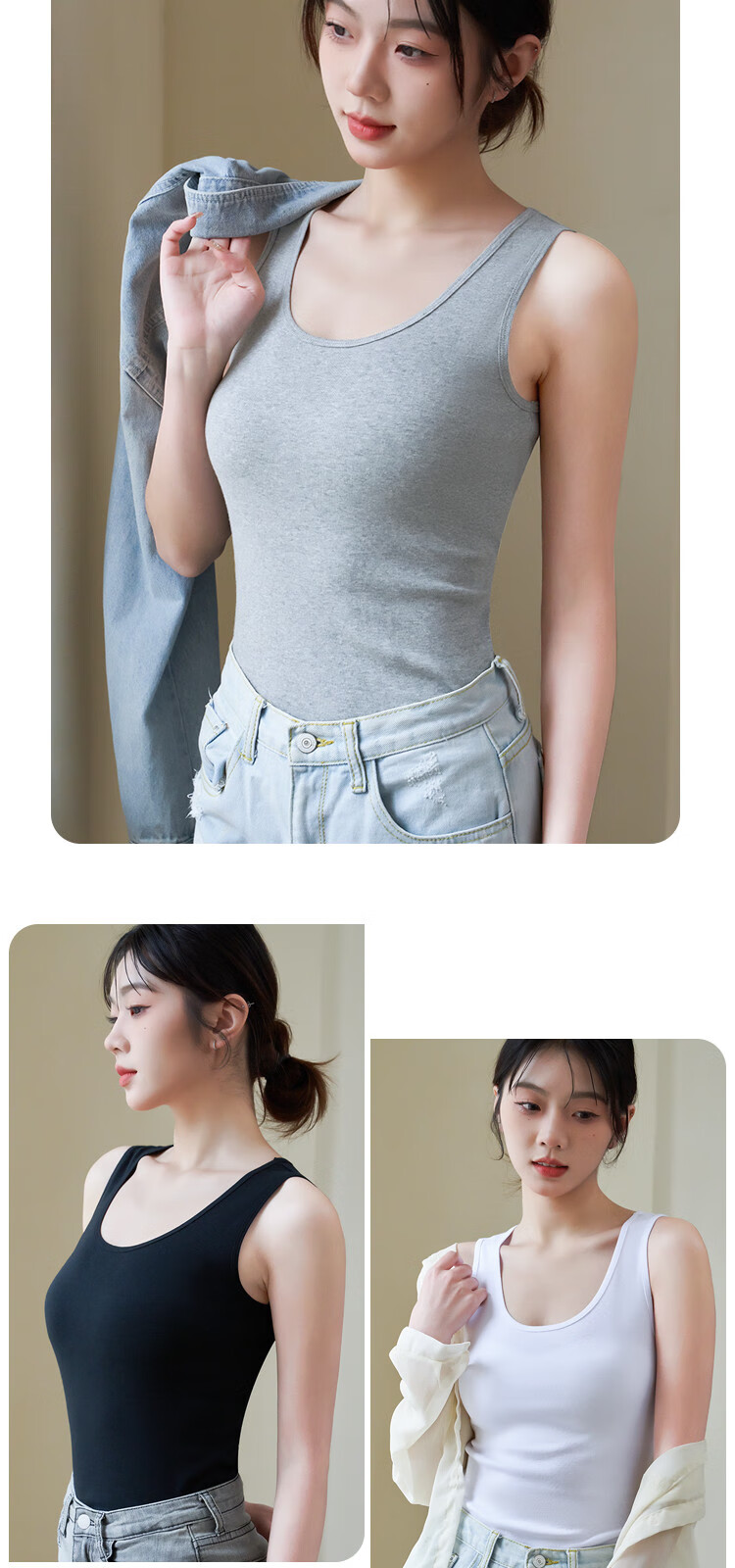 MiiOW Women's Camisole Tank Top, 2025 New Style, Pure Cotton Undershirt, Inner Wear Or Outer Wear Sleeveless Top, White, L 9