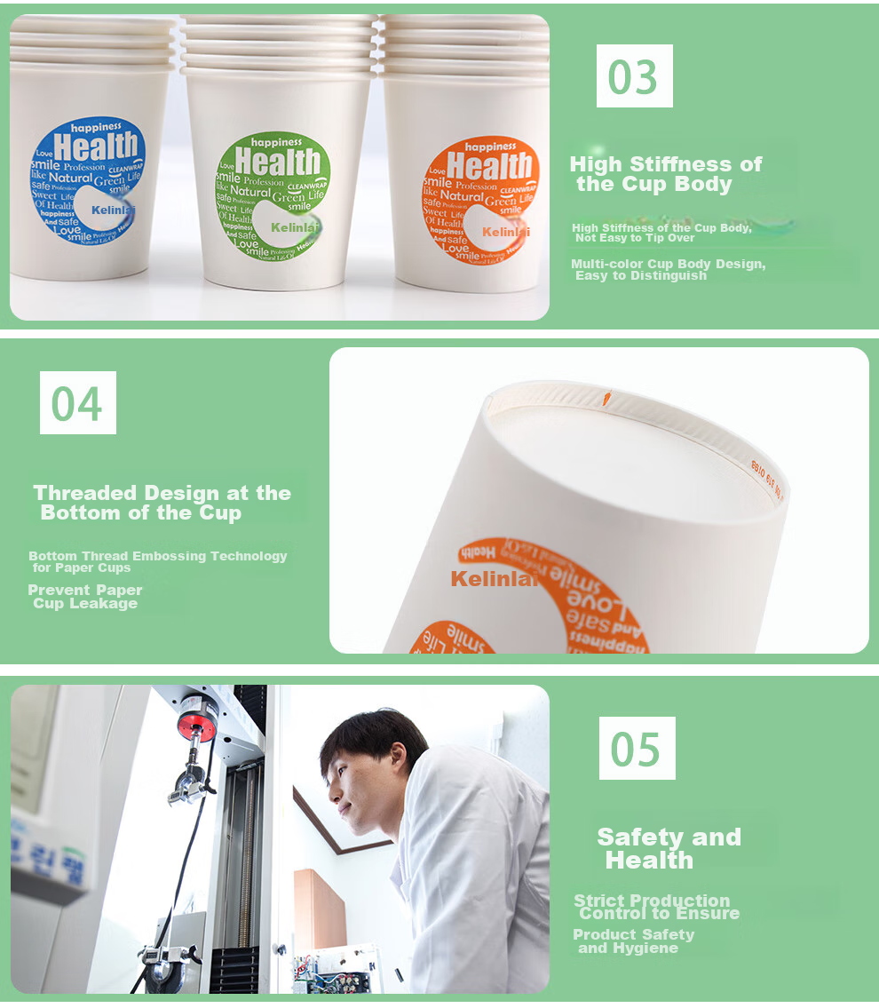 Kelinlai Disposable Paper Cups, 200ml Thick, 100-Pack for Home Use, Coffee, Office, Commercial And Drinking Water 7