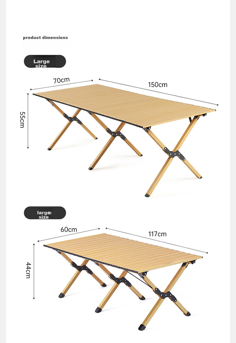 Naturehike Nuoke Xingjian L01 Egg Roll Table, Aluminum Alloy Camping Table, Outdoor Folding Table, Picnic Table, Oak Color, Large Size 19