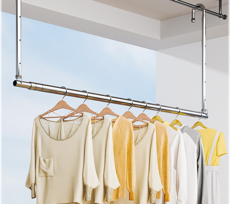 Bingyou Balcony Clothes Drying Rack, Extendable Stainless Steel, No Drilling Required, for Hanging Quilts, 5 Adjustable Levels, Rotatable 1