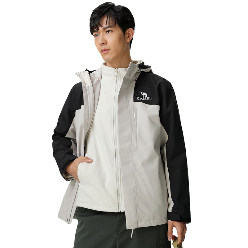CAMEL Three-In Waterproof Windproof Mountaineering Jacket for Men And Women, Heavy Rain Level, Suitable for Tibet Travel, Model A13CA70125