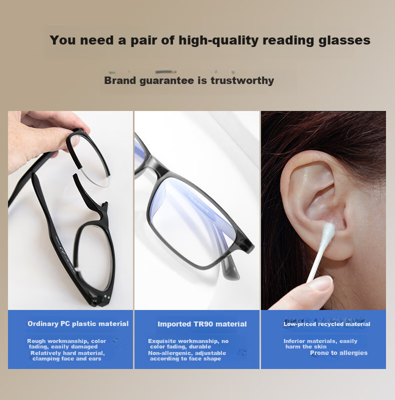 Yupintang Reading Glasses for Men And Women, Imported EMS Material Ultra-Light TR Frame, High-Definition National Standard Anti-Blue Light Reading Glasses 3