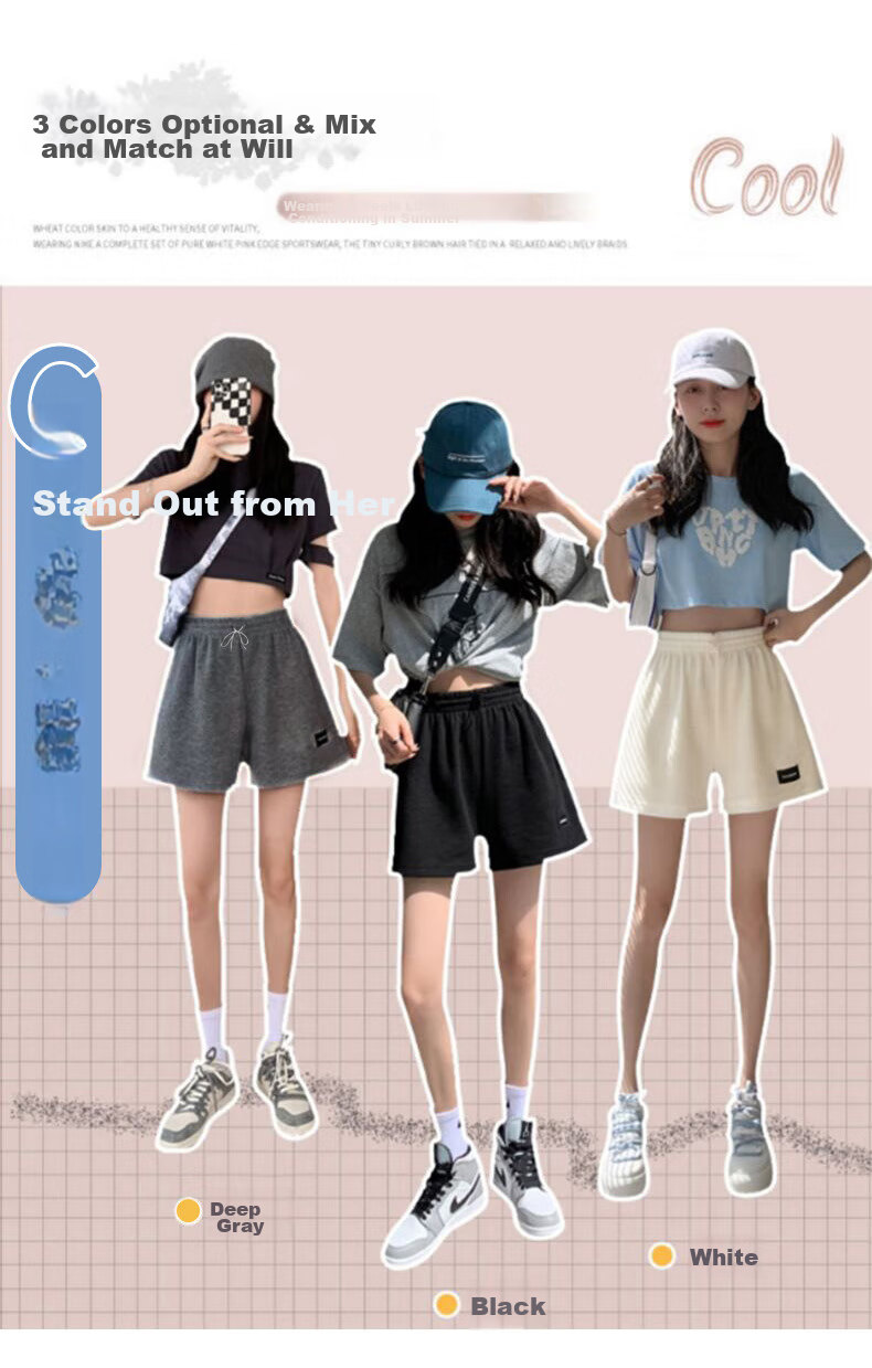 XUEXIMAN Women's High-Waisted Sports Shorts, Slimming Versatile Waffle Casual Pants, Loose A-Line Wide-Leg Summer Knitted Hot Pants 6