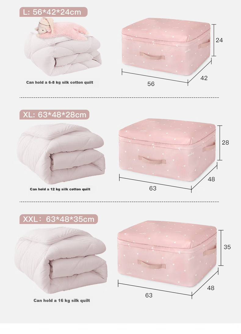 EACHY Quilt Storage Bag Moving Packing Bag Clothes Bedding Moisture-Proof Anti-Mold Love Pink XXL:63*48*35 7