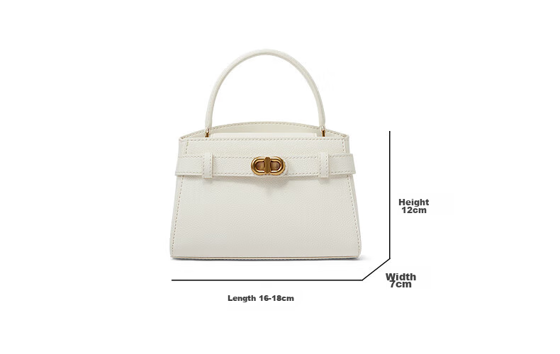 CHARLES&KEITH Textured Lychee Pattern Metal Buckle Kelly Bag, Handbag, Shoulder Bag, Women's Bag, Gift, CK2-50270880 3