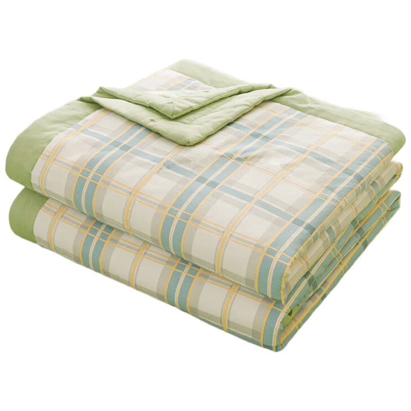 Grace Class A Pure Cotton Fabric Summer Quilt, Air Conditioning Summer Cool Quilt, 3 Jin (1.5 Kg), 200*230cm, Plaid Patter