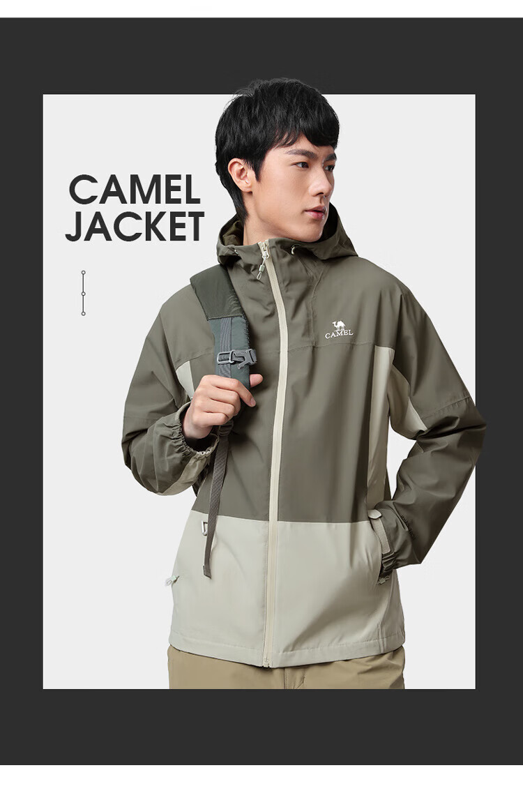CAMEL [Yunchuan] Outdoor Mountain-Style Windproof And Waterproof Jacket, Men's Single-Layer Coat, Women's Color-Block Outdoor Camping Jacket 23