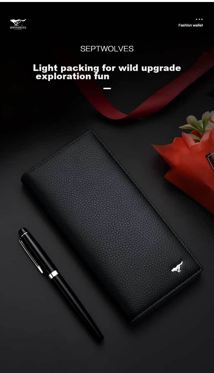 SEPTWOLVES Wallet, Men's Long Card Holder, Driver's License Holder, Practical Birthday Gift for Dad, Boyfriend, Husband, And Elders 2