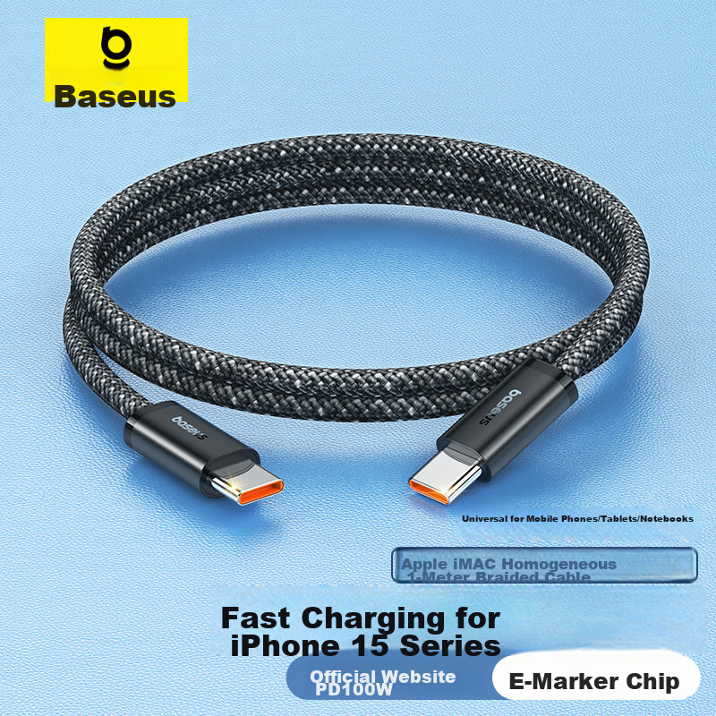 BASEUS Apple 18 Charger Cable, Supports AVS60W Dual Type-C Data Cable, PD100W, Suitable for IPhone17 Air16 Pro Max15 Phones, Mac Computers, IPad, 1 Meter Black