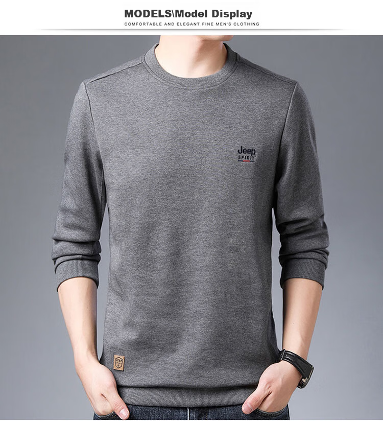 JEEP SPIRIT Men's Sweatshirt, Autumn And Winter Long-Sleeve T-Shirt, Men's Casual Outerwear, Black, Size M 9