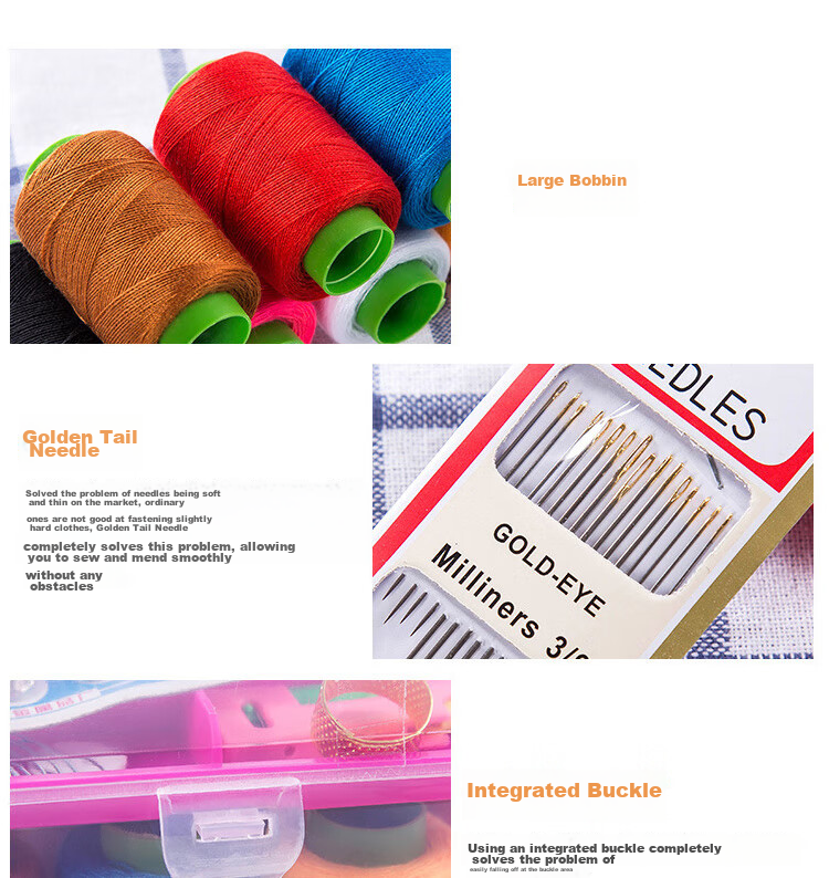 JAJALIN Home Sewing Kit with 7 Thread Spools, Travel Sewing Supplies, Mending Tools Storage Bag, Random Color 8