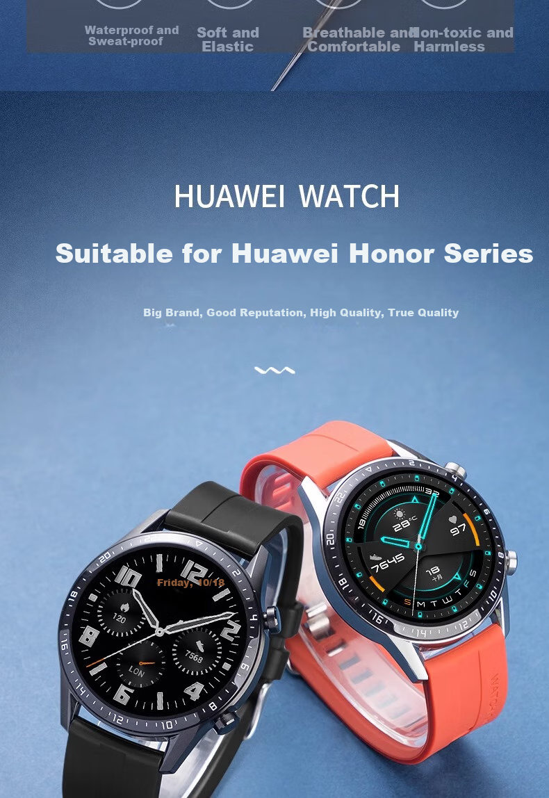 Iboann Silicone Watch Strap Compatible with Huawei GT5/GT6, Suitable for Watch GT4, Watch 4/4 Pro/GT5 Pro/GT3/GS3, Waterproof 22mm Universal Watch Accessory Band 2