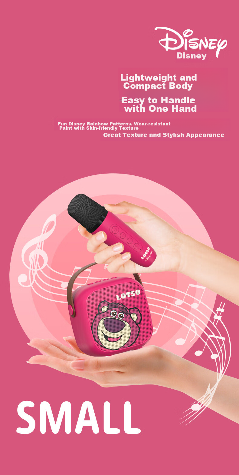 Disney Children's Microphone Karaoke All-In Machine, Mid-Autumn Festival Gift, Wireless Bluetooth Speaker, Xiaodu Smart Voice Assistant, for Students Singing, Boys And Girls Birthday Gift, MK18 Strawberry Bear 8