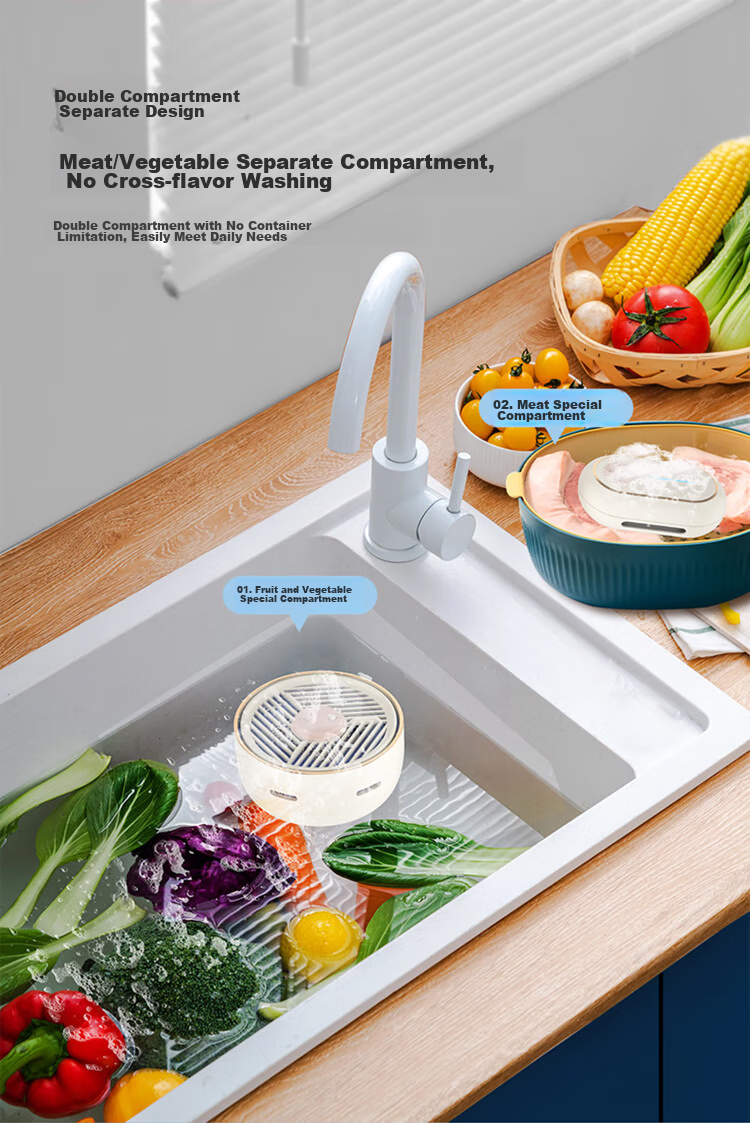 GUGE [Meat And Vegetable Separation Washing] German Wireless Fruit And Vegetable Purification Cleaning Machine, Fruit Cleaner, Vegetable Purifier, Food Purifier, Vegetable Washer, Fruit And Vegetable Cleaning Device, Titanium Fruit And Vegetable Machine 9