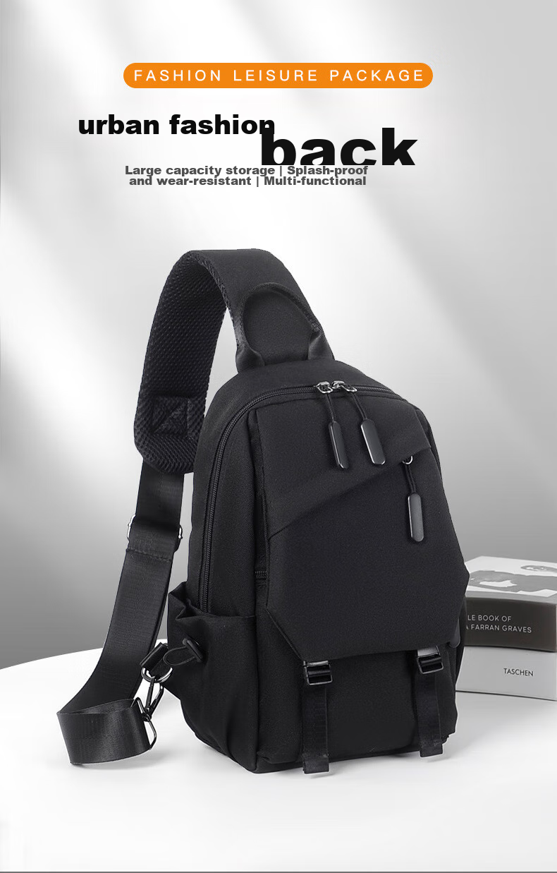 JEVI Casual Men's Chest Bag, Simple Shoulder Crossbody Bag, Multifunctional Trendy Messenger Bag, Small Pouch, Fashionable Male Bag 1