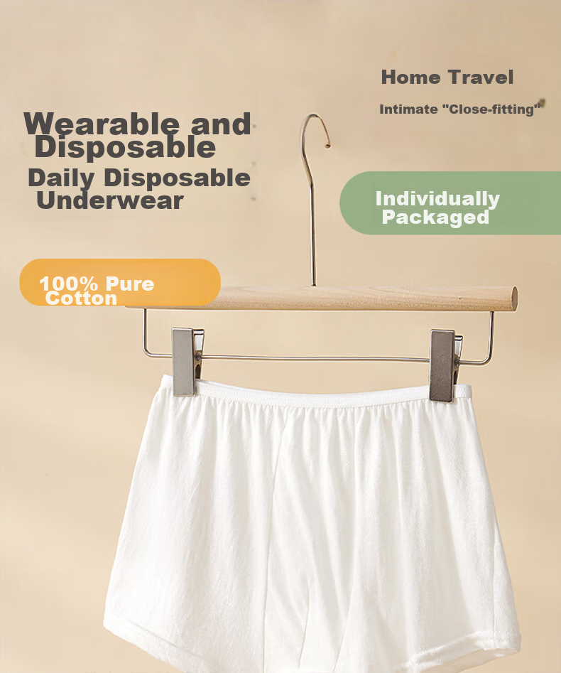 LangSha Disposable Men's Underwear, 5-Pack, Pure Cotton, No-Wash Sterilized, for Business Trips And Travel, Boxer Briefs, White Daily Disposable Underpants for Me 1