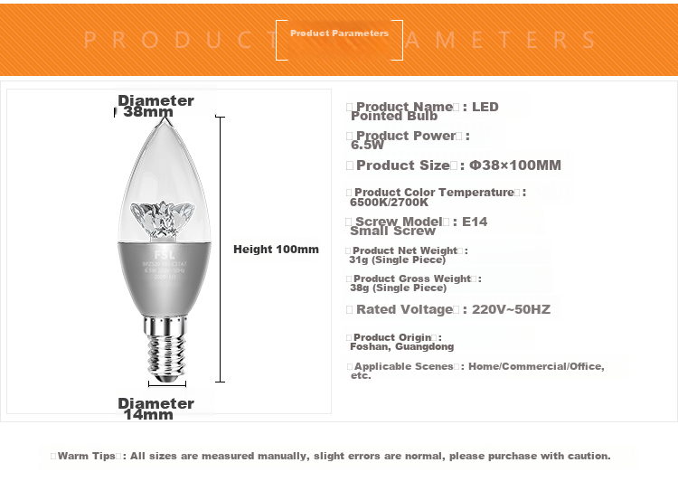 Foshanzhaoming Crystal Lamp Bulb, Candle-Shaped, Pointed Crystal Bulb, Small Screw Base E14, Silver, 6.5W, Cool White Light 8
