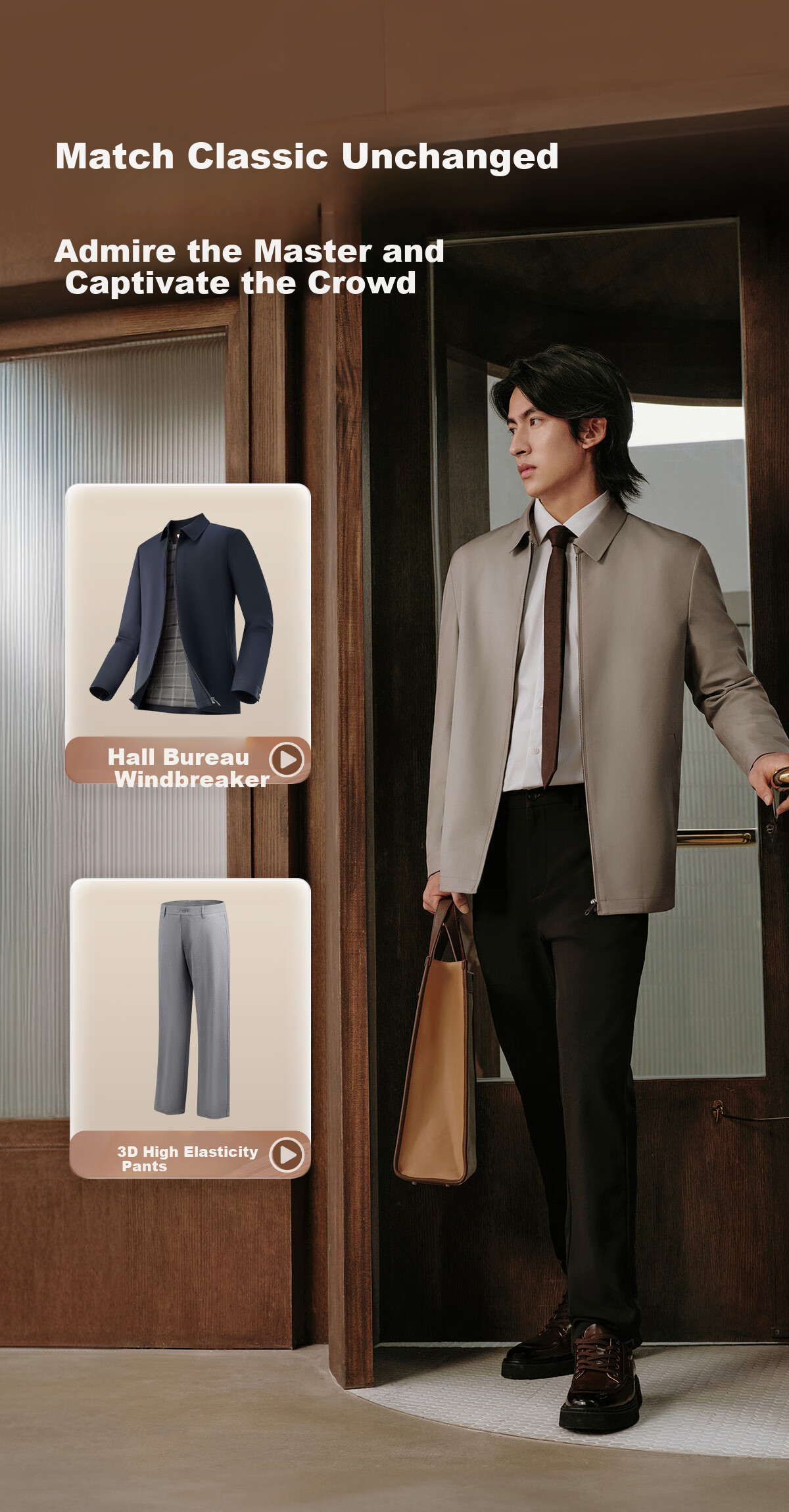 Hodo Men's Jacket, Turn-Down Collar, Comfortable Solid Color Executive Jacket, Cadre Style Outerwear for Me 8