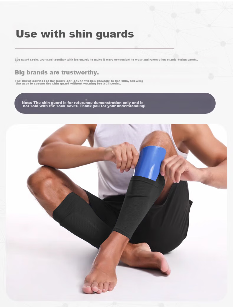 Chidong Soccer Shin Guard Socks, Adult And Children's Double-Layer Breathable Mesh Elastic Calf Sleeves with Insert Plate for Fixation, Size S 3