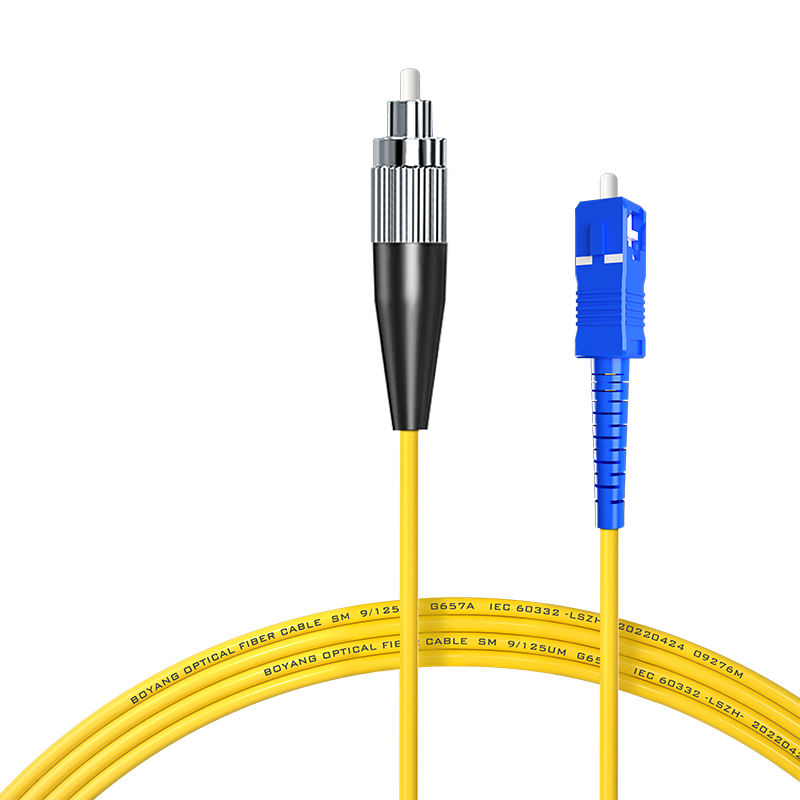 BOYANG Telecom-Grade Fiber Optic Patch Cable SC-FC(UPC), 3 Meters, Single-Mode Single-Core Pigtail, Φ2.0 Flame-Retardant Low-Smoke Zero-Halogen Fiber Optic Cable, BY-331S