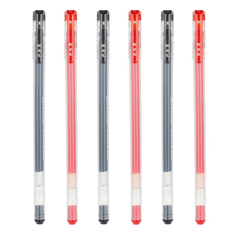 AIHAO Full Needle Tube Signature Pen, 0.5mm Triangular Posture-Correcting Large Capacity Carbon Pen, Super Writing Water-Based Pen, Red, 60 Pieces, 47930