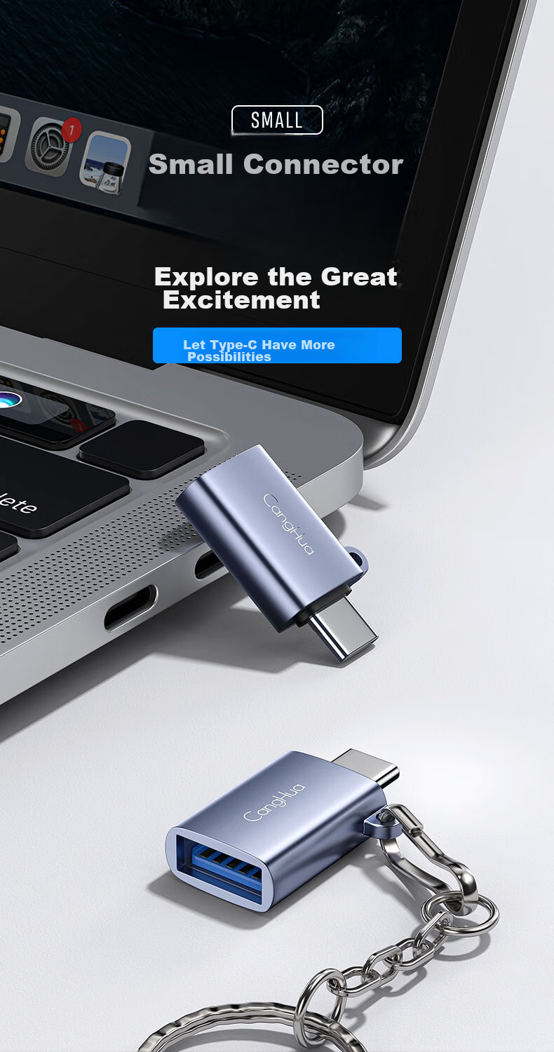 CangHua Type-C to USB 3.2 Adapter OTG Compatible with Apple 18/17/16/15, Huawei, Android Phones, Data Cable for USB Drives, Tablets, Laptops, Keyboard And Mouse Charging 2