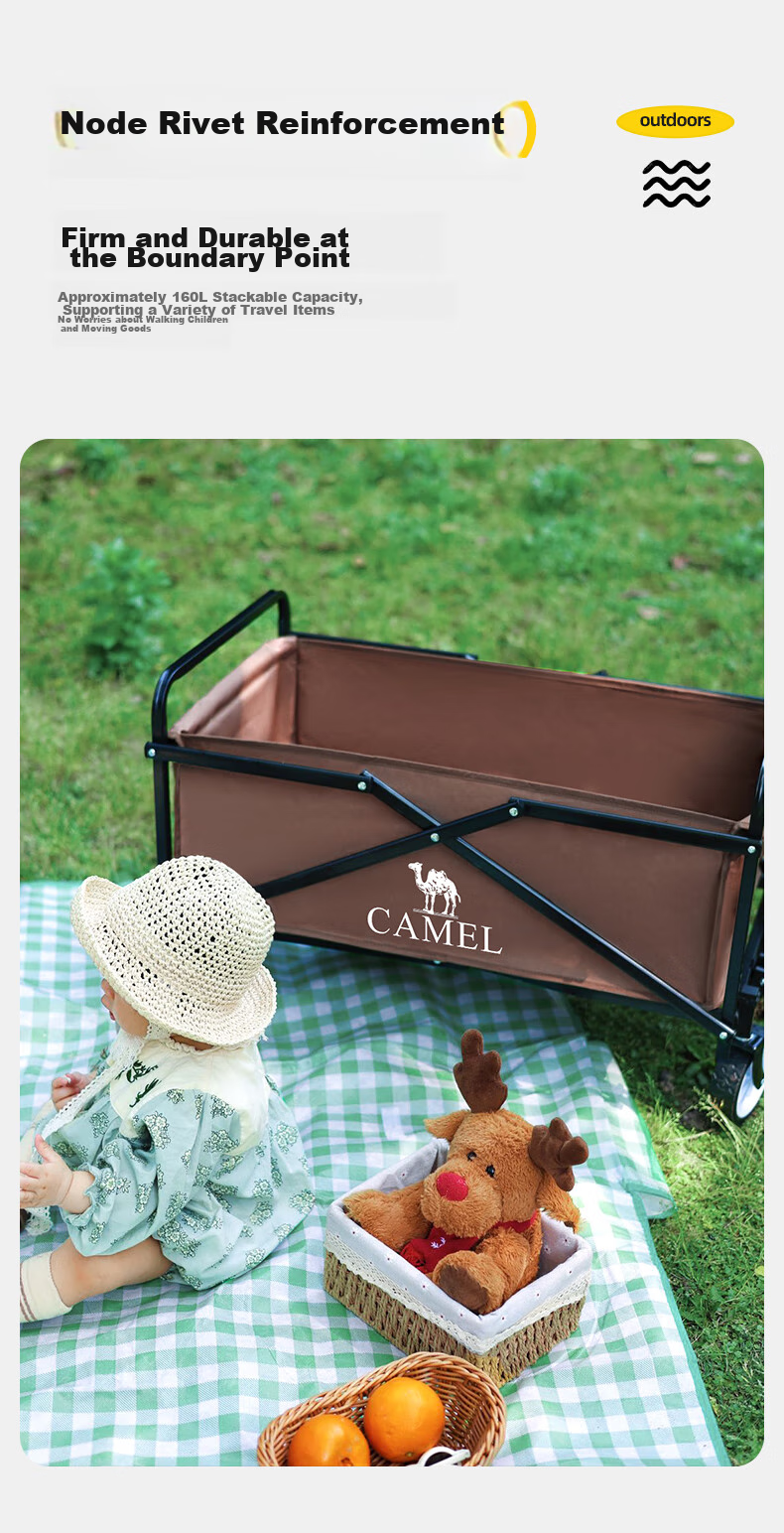 CAMEL Outdoor Folding Pull Cart for Express Delivery, Camping, Children's IV Infusion, Grocery Shopping, Kids' Ride-On, Dog Walking, Picnic And Campsite Use 4