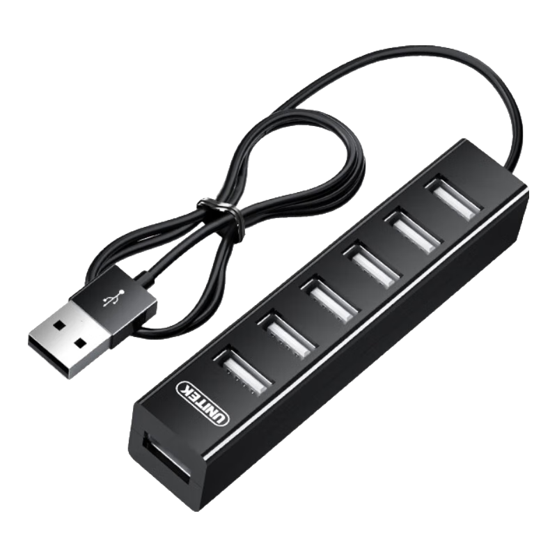 UNITEK USB Hub, One-To High-Speed Expansion, 7 Ports 2.0 HUB Concentrator, Expansion Dock, Laptop Adapter, Extension Cable, 0.8 Meters, Y-2160BK