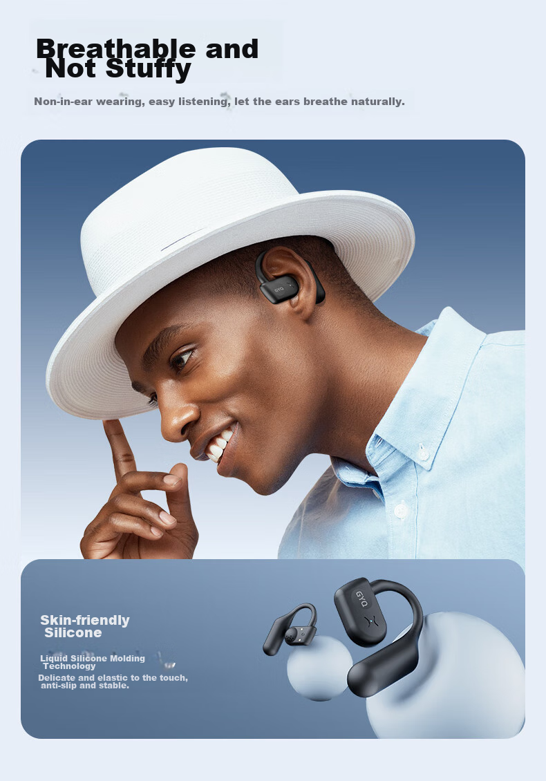 Guiyin [2026 New Model] Bluetooth Earphones, Over-Ear Wireless Non-Bone Conduction Clip-On Sports Running Music Noise-Cancelling + Ultra-Long Battery Life, Comfortable for Ears, No Pain, Invoice Available 7
