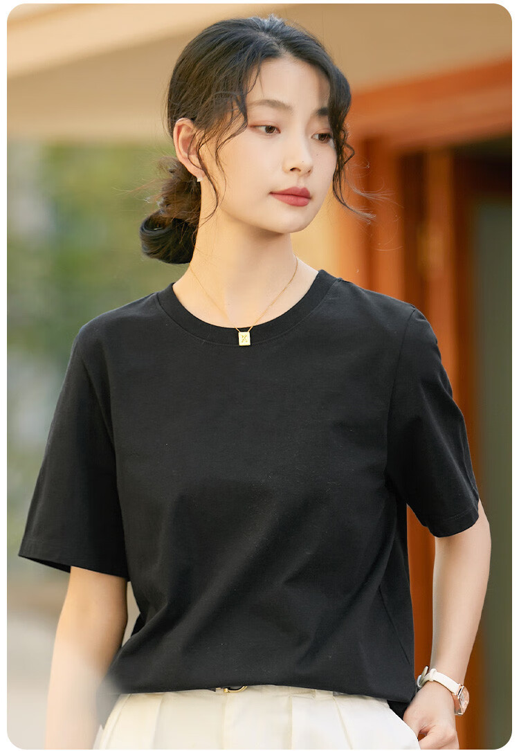 TUCANO Women's Short-Sleeve T-Shirt, Regular Shoulder, Pure Cotton, Summer New Style, Casual Loose Fit, Slimming, Versatile Half-Sleeve Top, White, M 8