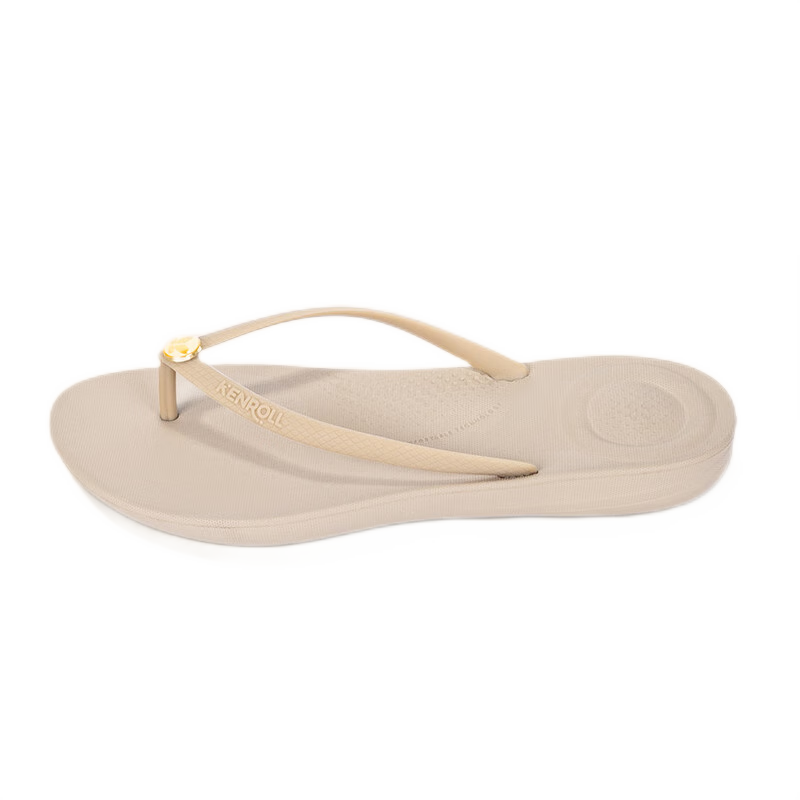 KENROLL Unisex Non-Slip Slippers, Fashionable Lightweight Outdoor Home Trendy Flip Flops, Sand Gold Color, Size 39-40 (250mm)