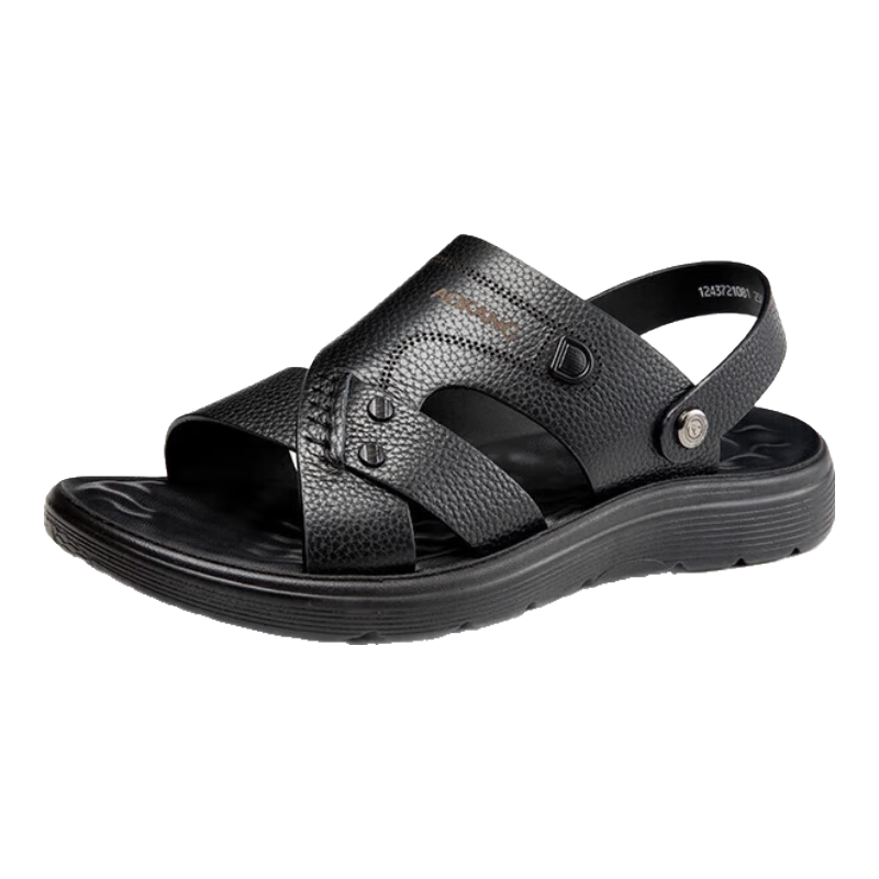 Aokang Fashionable Comfortable Beach Shoes, Men's Casual Sandals, Two-Way Wear Slippers, Black, Size 41
