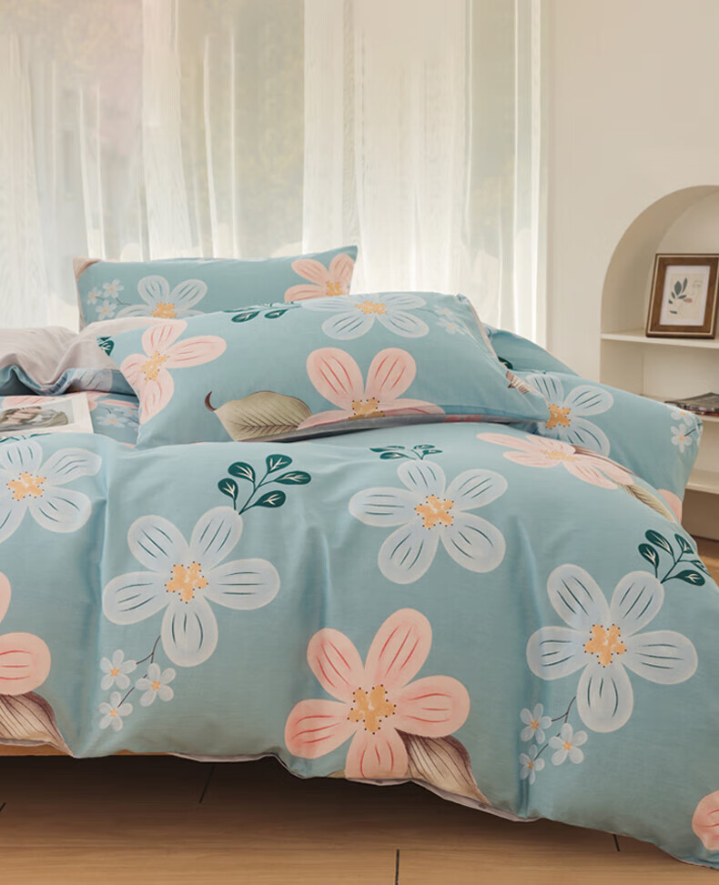 Grace Class A 7A Antibacterial Pure Cotton Duvet Cover, Double Size for Home Use, All-Cotton Bedding Cover, Anti-Dirt Duvet Cover, 200*230cm, Floral Patter 1