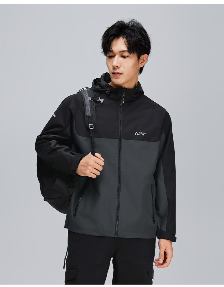 Pioneer Camp Men's Casual Jacket, Spring And Autumn Loose Hooded Top, Outdoor Sports Coat, Hiking Clothing, Black, L 6