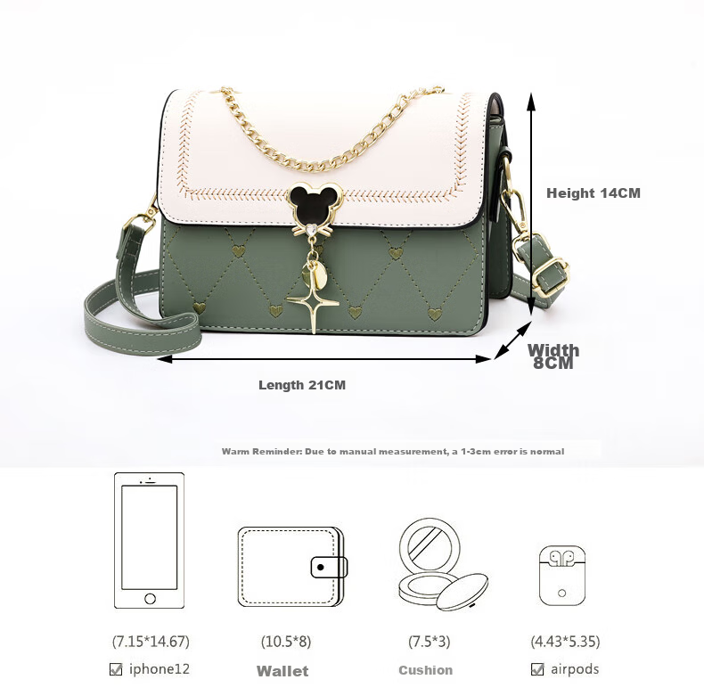 Aiqinghai Leather Handbag, Women's Crossbody Bag, Shoulder Bag, Small Square Bag, Brand Gift for Wife's Birthday, 520 Gift for Girlfriend 9