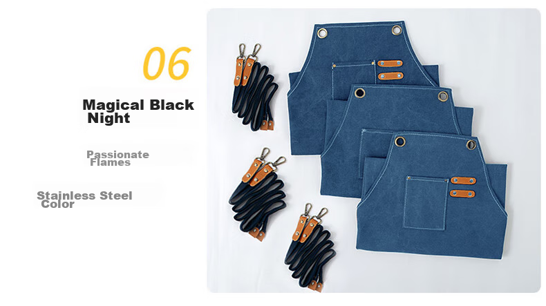 Canjiangjun Fashion Home Apron, Stain-Resistant And Oil-Proof Canvas, Thickened And Wear-Resistant, for Restaurant, Hairdresser, Bubble Tea Shop Work Uniform, Blue 11