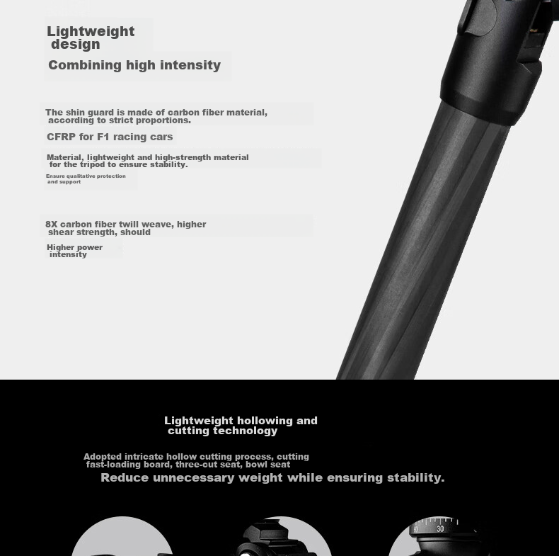 Fotopro P-4+P 4H+P Low-Angle Shooting, Dual Panoramic Ball Head, Digital Camera Photography And Videography Carbon Fiber Tripod 9