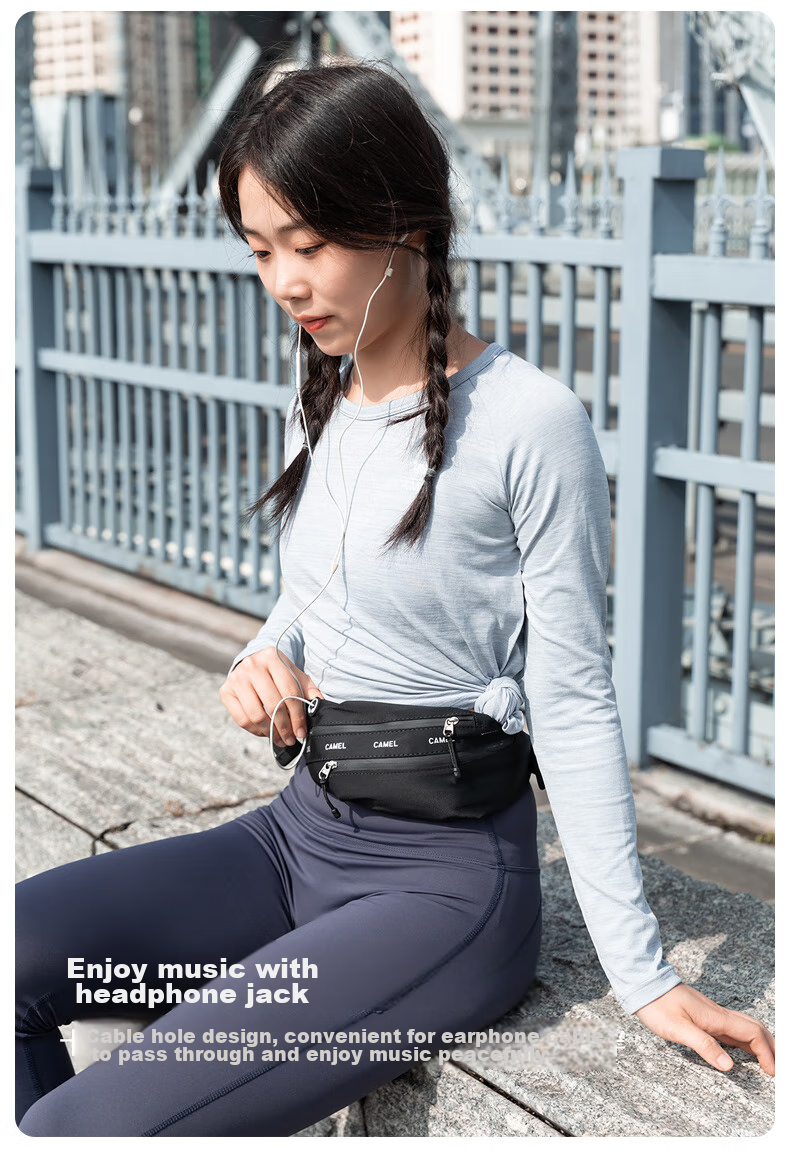 CAMEL Sports Waist Pack for Men And Women, Running Bag, Marathon Lightweight Phone Pouch, Summer Fitness Small Bag, A1S3QV105 Black 8