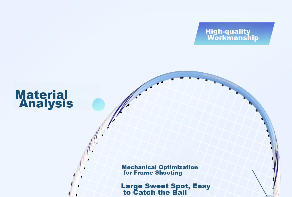 Yodiman Light Blue 7707 Badminton Racket, Full Carbon Ultra-Light 6U Training Single Racket, 1 Piece (Pre-Strung 25 Lbs) 9