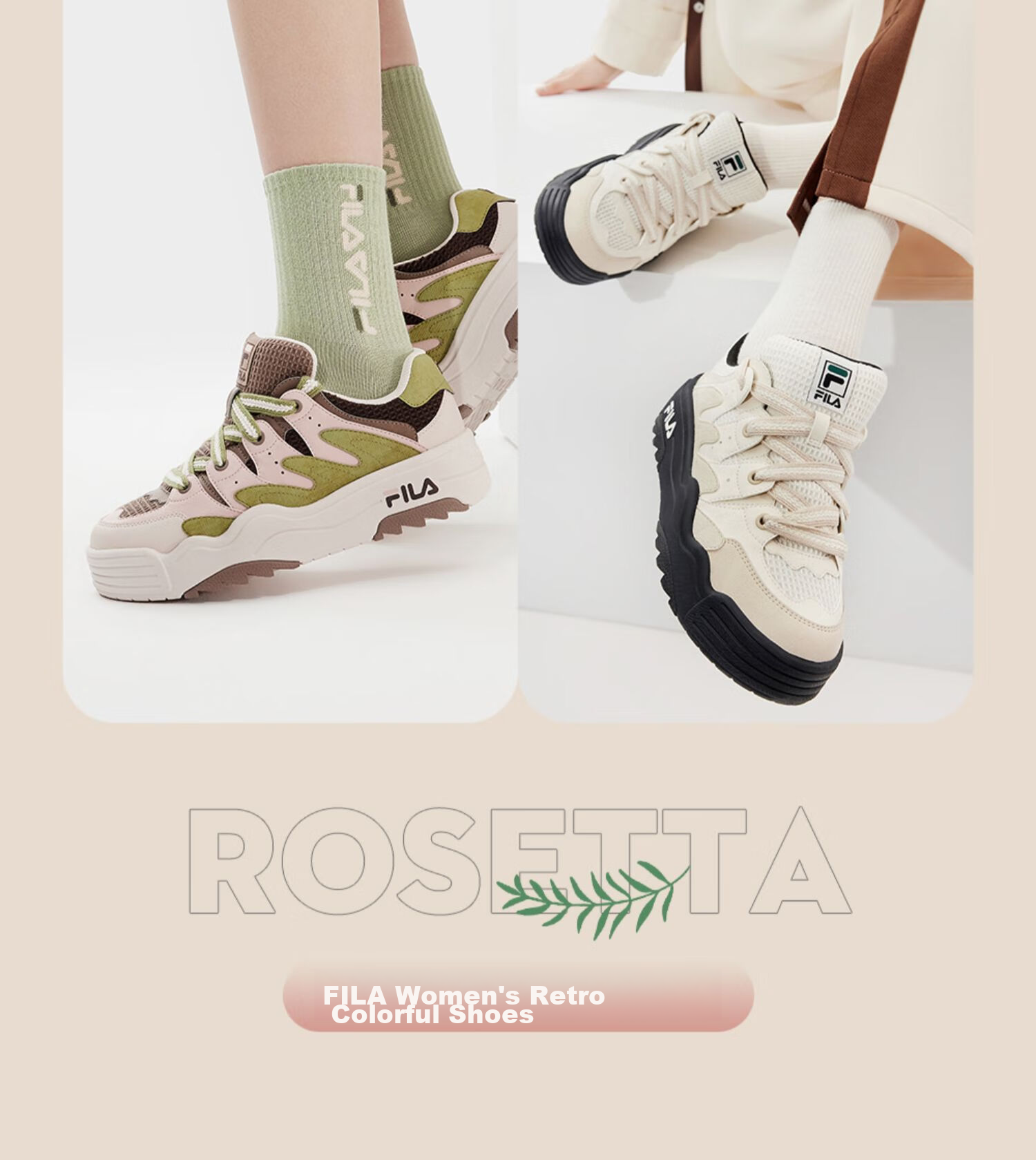FILA Official Women's ROSETTA Modern Sneakers Colorful Casual Sports Shoes 20