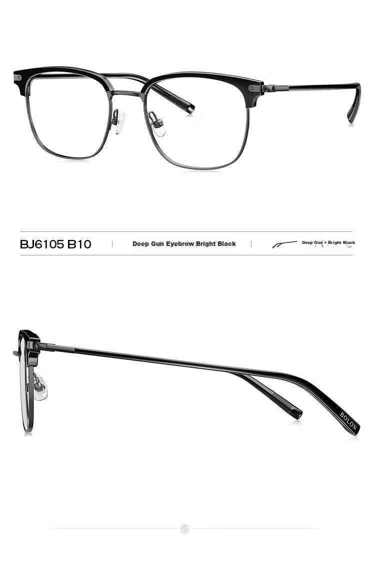 BOLON Eyeglasses, Lightweight Business Versatile Browline Frame, D-Shaped Optical Frame, Can Be Fitted with Prescription Lenses, Myopia Glasses Frame BJ6105B90 10