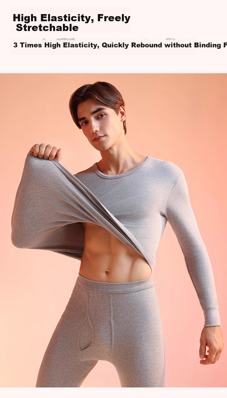 LangSha Men's Pure Cotton Undershirt, Single Top, 7A Antibacterial And Anti-Mite, Far-Infrared Heating, Warm Autumn And Winter Base Layer, All-Cotton Sweater 7