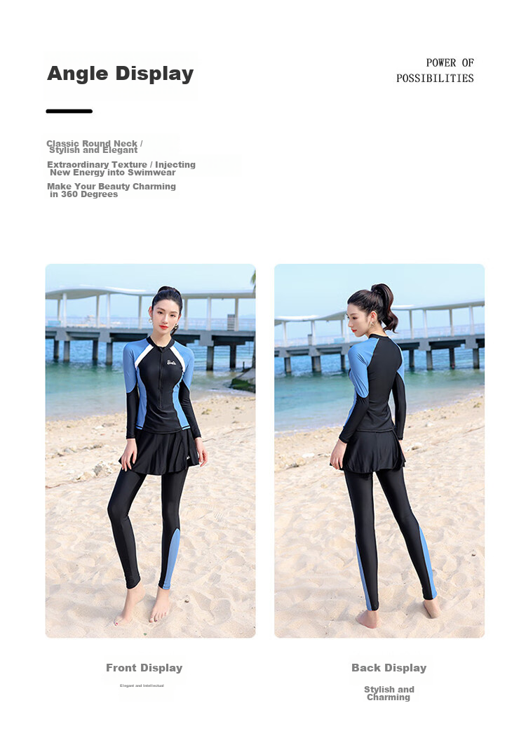Barbie Sun Protection Two-Piece Swimsuit for Women, Long-Sleeve And Long Pants Professional Conservative Diving Suit Slimming Beach Swimwear 6