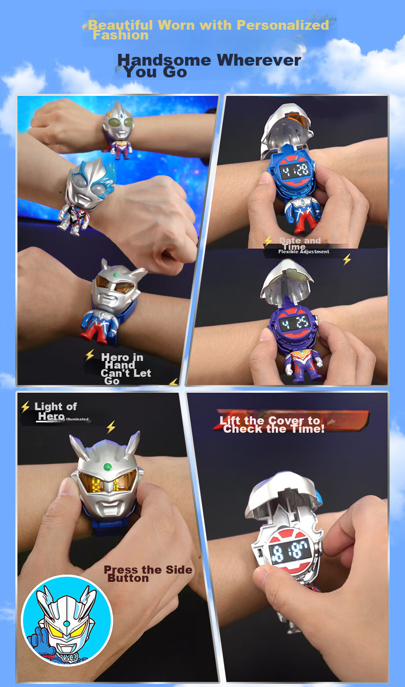 LDCX Ultraman Blazing Light-Up Q Transformation Watch, Electronic Watch for Children And Elementary School Students, Transforming Toy for Boys, Birthday Gift 3
