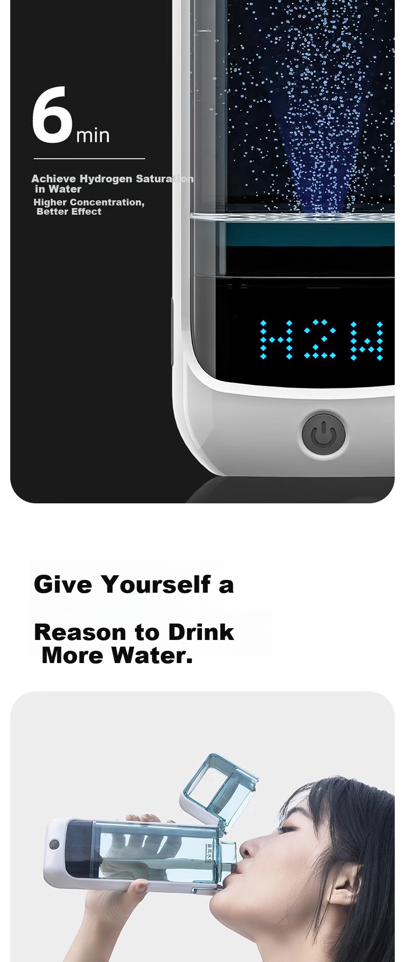 YIMI Hydrogen Water Machine Cup, High Concentration Electrolyzed Hydrogen Health Water Cup, Hydrogen-Oxygen Separation Hydrogen Generator, USB Rechargeable Portable 6