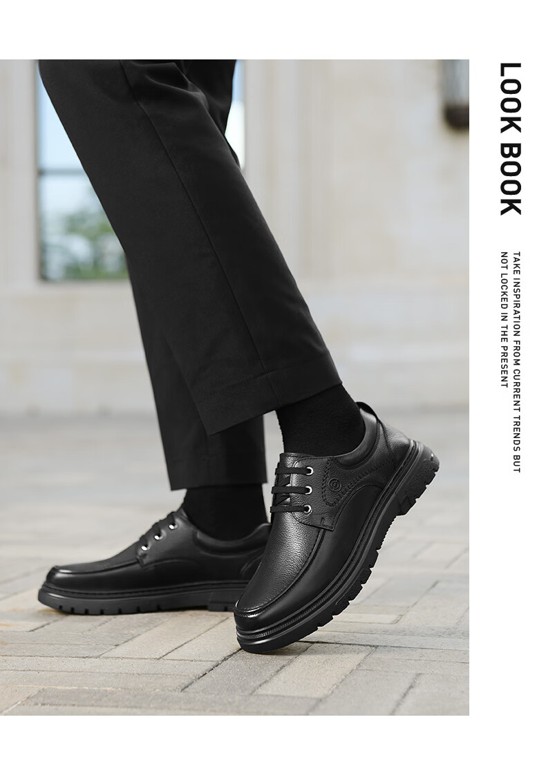 HLA Men's First Layer Cowhide Leather Shoes Autumn Winter Formal Business Casual Shoes 010A Black Size 38 4